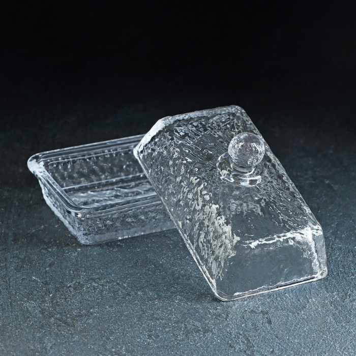 Маслёнка стеклянная &laquo;Вулкан&raquo;, 6,5&times;10&times;10,5 см, цвет прозрачный