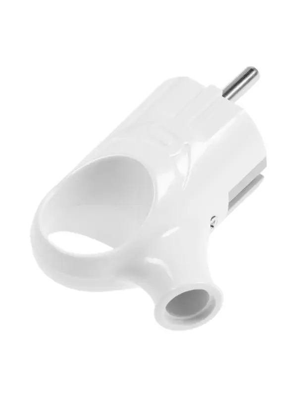 Вилка угловая с ушком TANGO, 16 А, 250 В, IP 20, с заземлением, белая, индивидуальная упаковка 10981