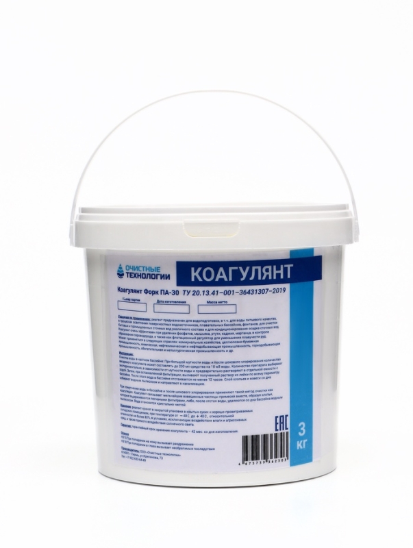 Средство для бассейна Коагулянт "Очистные технологии", порошок, ведро 3 кг