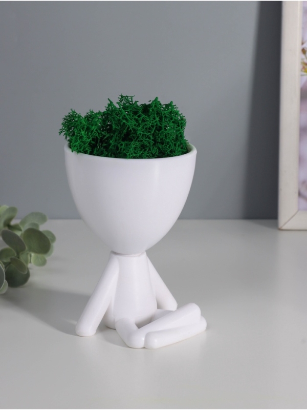Кашпо пластиковое "Мистер Грин йог" 10,5*7,5*7,3 см белый