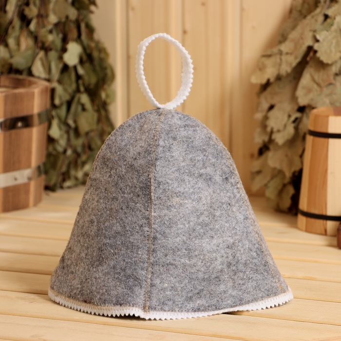 Шапка для бани &laquo;Добропаровъ&raquo;, классика, тёмная, войлок