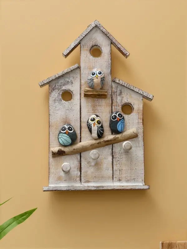 Вешалка "Скворечник с воробьями" дерево Албезия 20х5х35 см