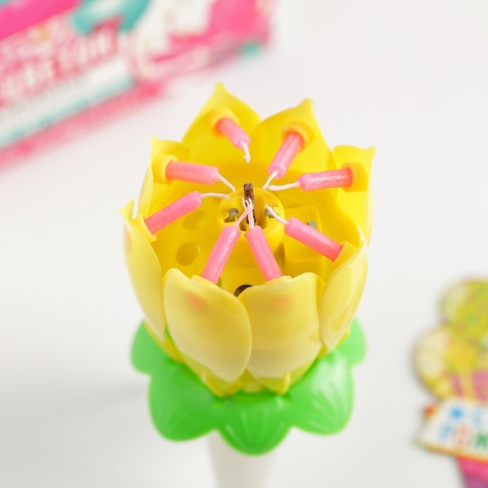 Свеча для торта музыкальная &laquo;Тюльпан&raquo;, жёлтая