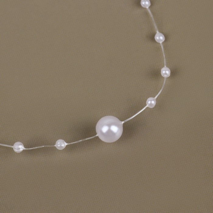 Жемчуг на леске, 3/8 мм, 9 &plusmn; 0,5 м, цвет белый