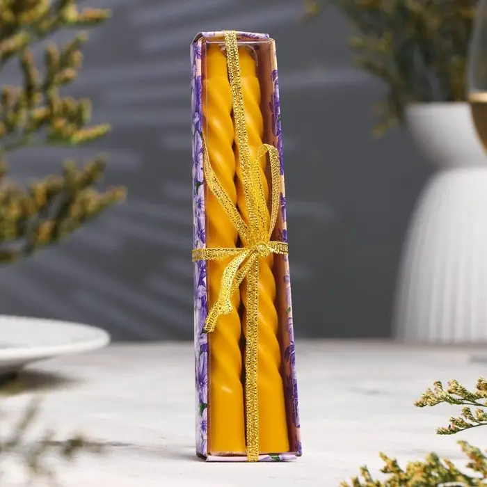 Набор свечей витых, 1,5х 15 см, 2 штуки, аромат лимон