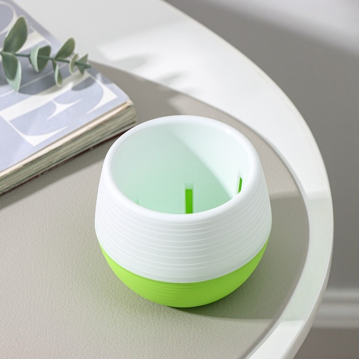 Горшок для цветов с поддоном &laquo;Япония&raquo;, 125 мл, d=8 см, h=6,5 см, цвет белый-фисташковый