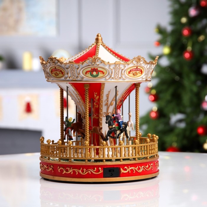 Светодиодная фигура &laquo;Красная карусель&raquo; 23 &times; 28 &times; 23 см, полистоун, USB, свечение мульти