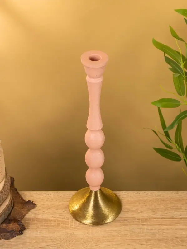 Подсвечник на 1 свечу "Пудровый розовый" 10,5х10,5х34,5 см