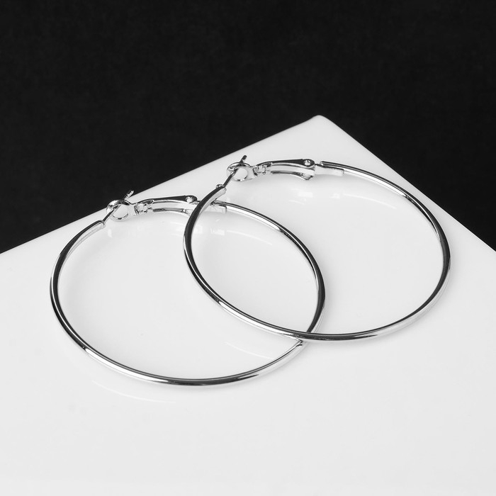 Серьги-кольца «Классика» d=5 см, цвет серебро Серьги-кольца «Классика» d=5 см, цвет серебро