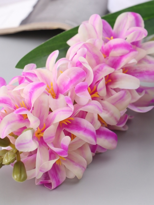 Цветы искусственные "Гиацинт галант" 66х5 см, бело-сиреневый