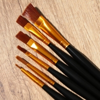 Кисть для рисования набор 6 шт. синтетика плоские &laquo;Климт&raquo; № 1, 2, 3, 4, 5, 6