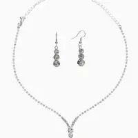Набор 2 предмета: серьги, колье &laquo;Вечерний шик&raquo;, белый в серебре