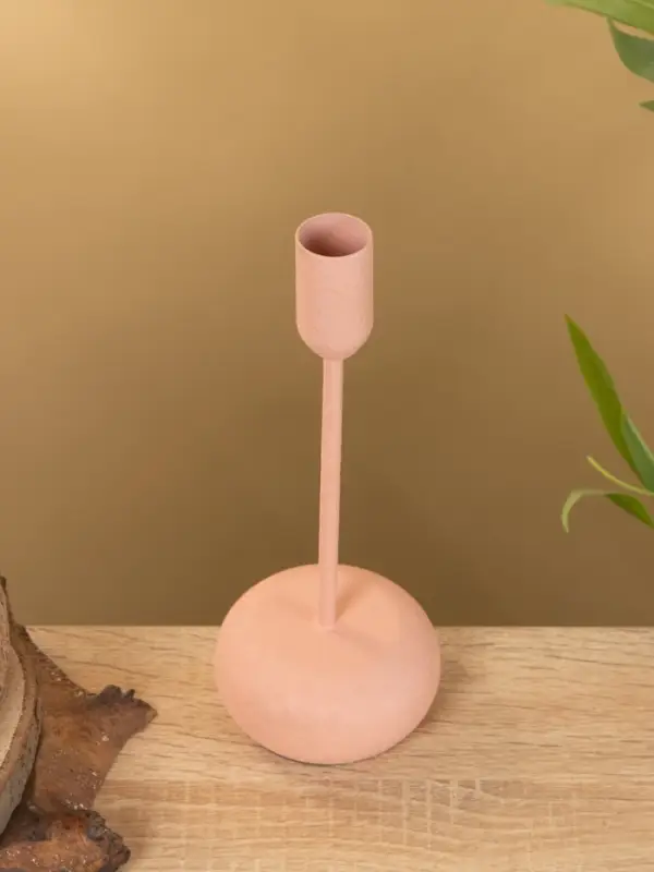 Подсвечник на 1 свечу текстурный "Пудровый розовый" 8х8х20 см