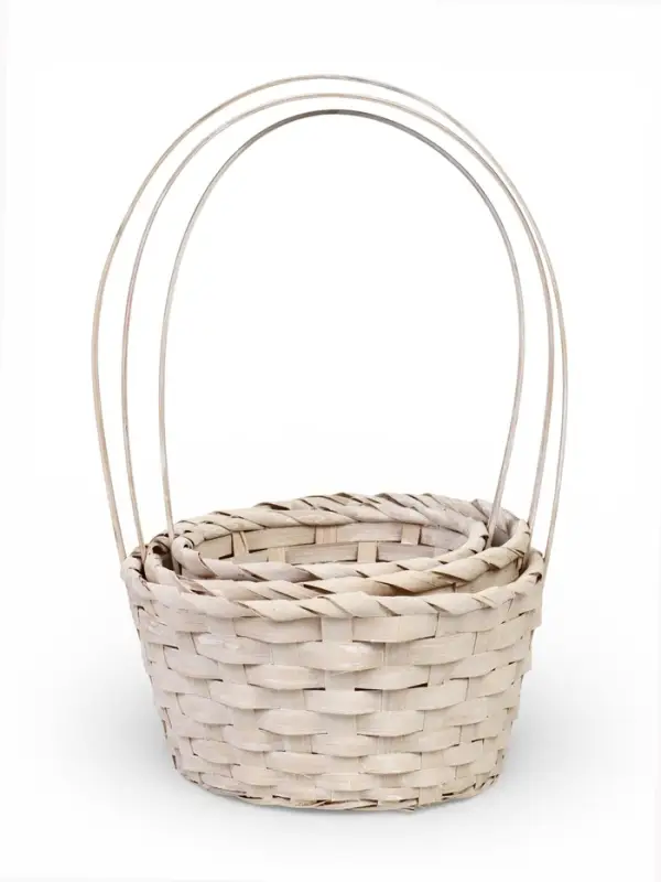 Набор корзин 3 шт 21х21х10 18х18х10 16х16х10 см ручка h=26/24/22см белый