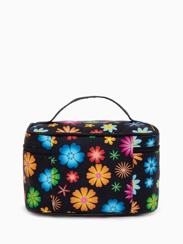 Косметичка на молнии, с ручкой, цвет чёрный/разноцветный