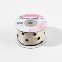 Лента капроновая «Горох», с бархатным тиснением, 25 мм × 9,1 ± 0,5 м, цвет бежевый/чёрный Лента капроновая «Горох», с бархатным тиснением, 25 мм × 9,1 ± 0,5 м, цвет бежевый/чёрный