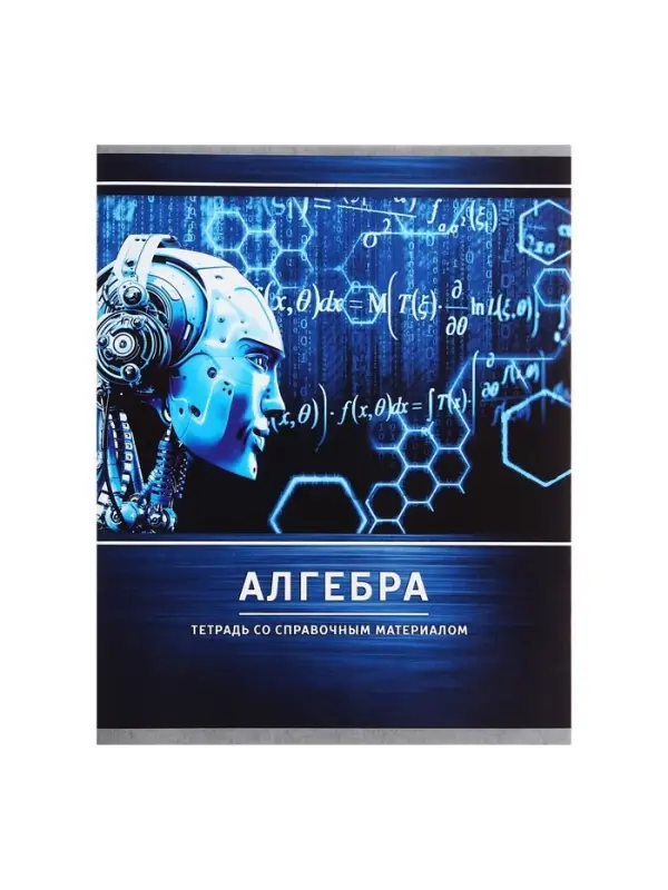 Тетрадь предметная 48 листов в клетку Calligrata, &laquo;Металл. Алгебра&raquo;, обложка мелованный картон, серые листы