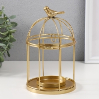 Подсвечник металл "Птичка на клетке" н-р 3 шт d=5;6;8 см золото 9,5х15,5; 12х21; 15,5х25 см 101825 Подсвечник металл "Птичка на клетке" н-р 3 шт d=5;6;8 см золото 9,5х15,5; 12х21; 15,5х25 см 101825