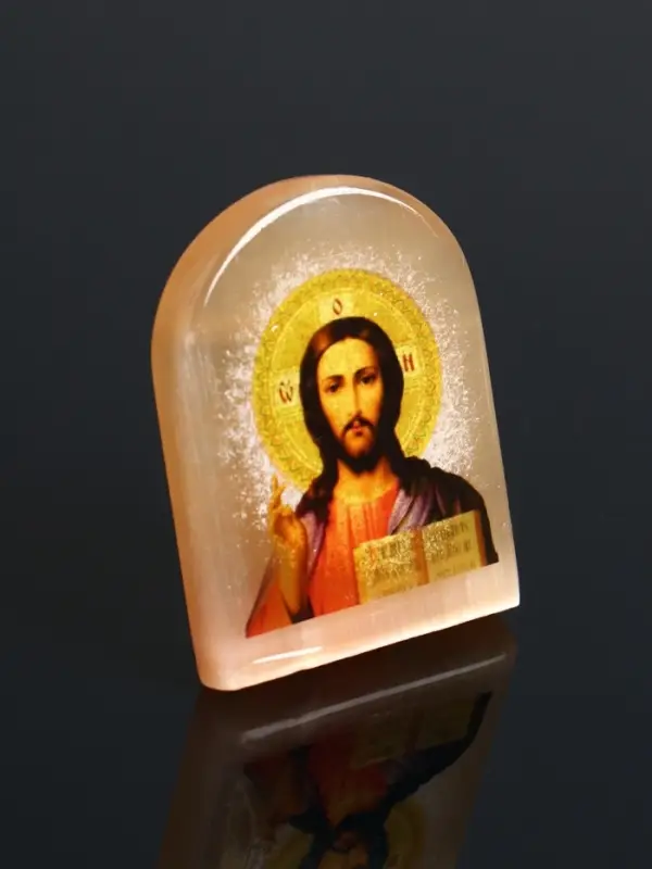 Икона Господь Вседержитель, 6х5 см, селенит