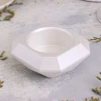 Подсвечник "Квадрат" из гипса со скошенными углами малый,9х3,5см,белый перламутр