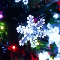 Ёлка фиброоптическая &laquo;Снежинки&raquo; 90 см, d нижнего яруса 45 см, 80 веток, мигание