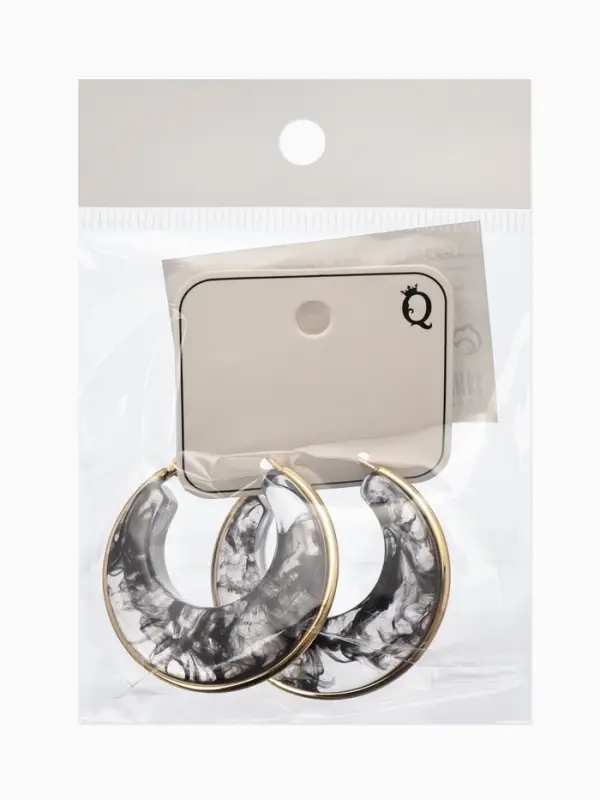 Серьги-кольца акрил "Тренд", цвет чёрный в золоте