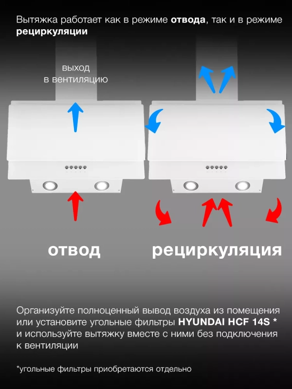 Вытяжка каминная HGH 6830 WG белый