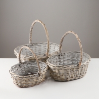 Набор корзин &laquo;Плетёнка&raquo;, 3 шт, 38&times;30&times;14/35 см, 32&times;25&times;11/27 см, 27&times;21&times;10/25 см, ива, микс