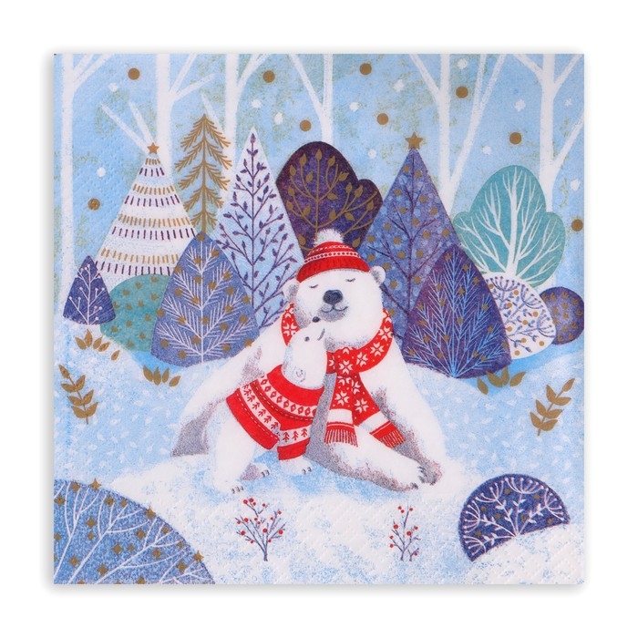 Новогодние салфетки бумажные GrandPero Deluxe «Умка», 3 слоя, 33х33 см, 20 шт Новогодние салфетки бумажные GrandPero Deluxe «Умка», 3 слоя, 33х33 см, 20 шт