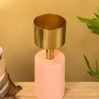 Подсвечник на 1 свечу "Кубок" пудровый с золотом 10х10х28,5 см