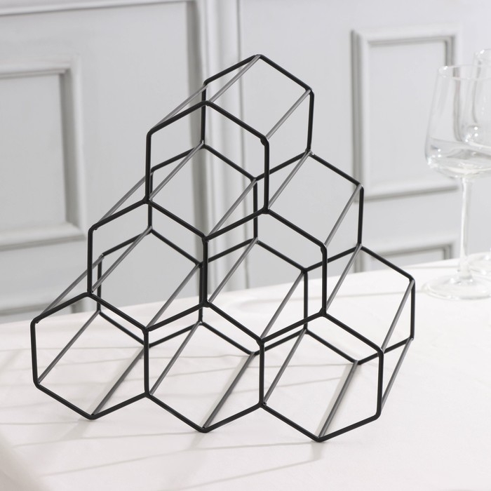 Подставка для бутылок Доляна &laquo;Соты&raquo;, 28,5&times;27,4&times;21 см, цвет чёрный