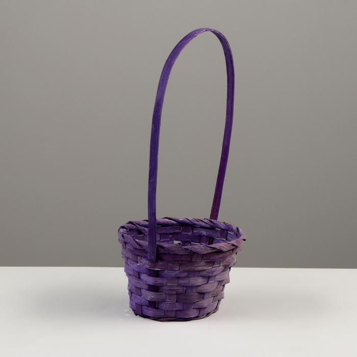 Корзина плетёная, D13 x H9,5/28см, бамбук, светло-фиолетовая Корзина плетёная, D13 x H9,5/28см, бамбук, светло-фиолетовая