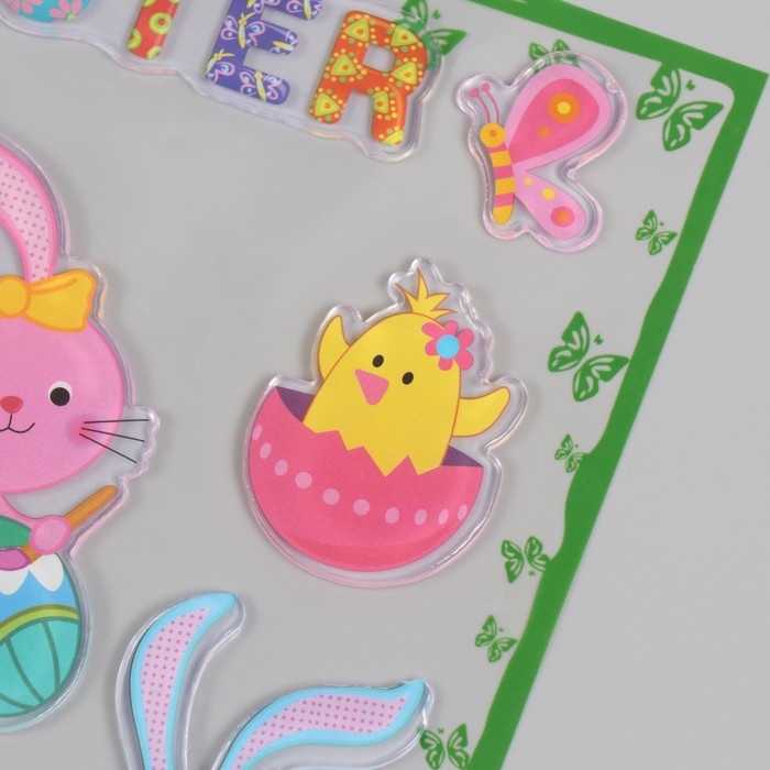 Наклейка силикон на стекло "Пасхальные друзья" 19,5х19,5 см 7882176