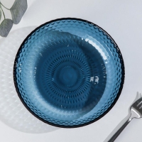 Тарелка глубокая стеклянная &laquo;Идиллия&raquo;, 850 мл, d=18 см, цвет лондон топаз