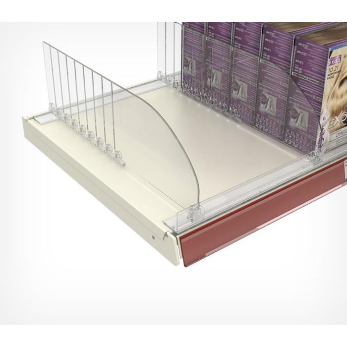 Ограничитель передний пластиковый с Т-профилем и магнитным скотчем, 1000&times;32&times;30 мм, прозрачный