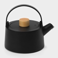 Чайник для плиты с эмалированным покрытием внутри Magma &laquo;Сайгон&raquo;, 1,1 л, чугун, с ситом, индукция, цвет чёрный