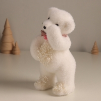 Декор "Белый мишка с бантиком в бусинках" 20,5х10х9 см