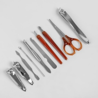 Набор маникюрный, 10 предметов, в футляре, цвет тёмно-серый Набор маникюрный, 10 предметов, в футляре, цвет тёмно-серый