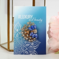 Брошь &laquo;Павлин&raquo; с пушистым хвостом, цвет синий в золоте