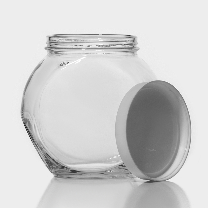 Банка для сыпучих продуктов стеклянная Bella, 1,7 л, с белой пластиковой крышкой