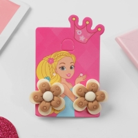 Клипсы детские &laquo;Выбражулька&raquo; цветок в кружочек, цвет бежево-коричневый