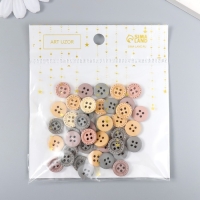 Пуговицы дерево для творчества 4 прокола "Стиль" набор 40 шт МИКС 1,2х1,2 см