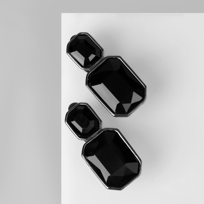 Клипсы &laquo;Вечеринка&raquo; ромбы, цвет чёрный в сером металле
