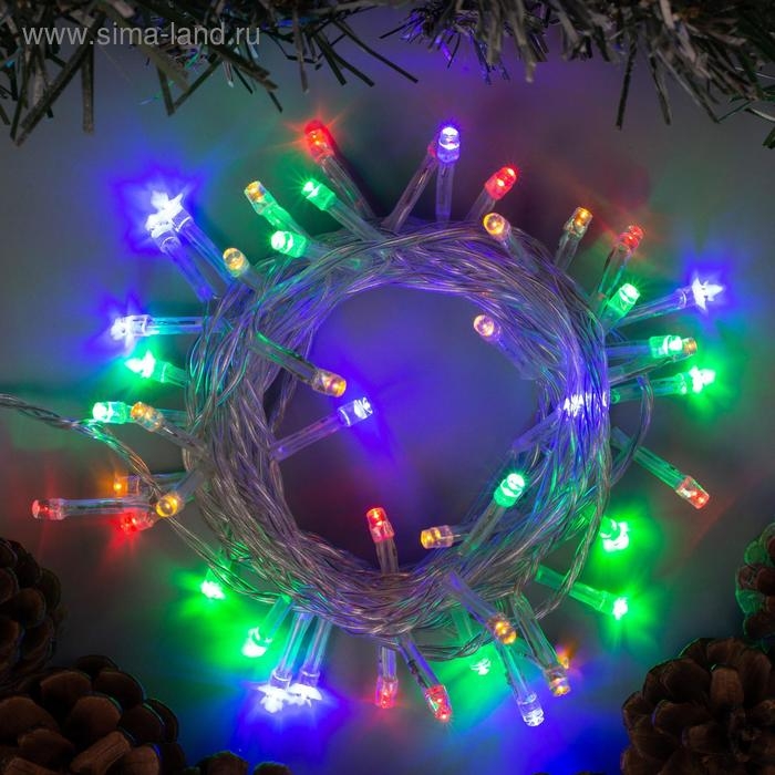 Гирлянда &laquo;Нить&raquo; 5 м, IP20, прозрачная нить, 50 LED, свечение мульти, 8 режимов, 220 В