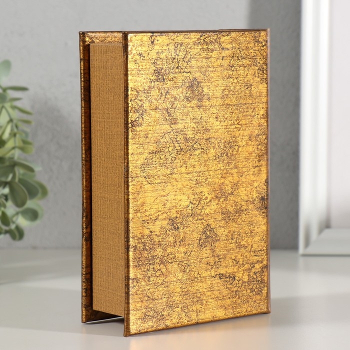 Шкатулка-книга дерево, кожзам "Время летит незаметно" тиснение, под металл 16,5х11,2х5 см