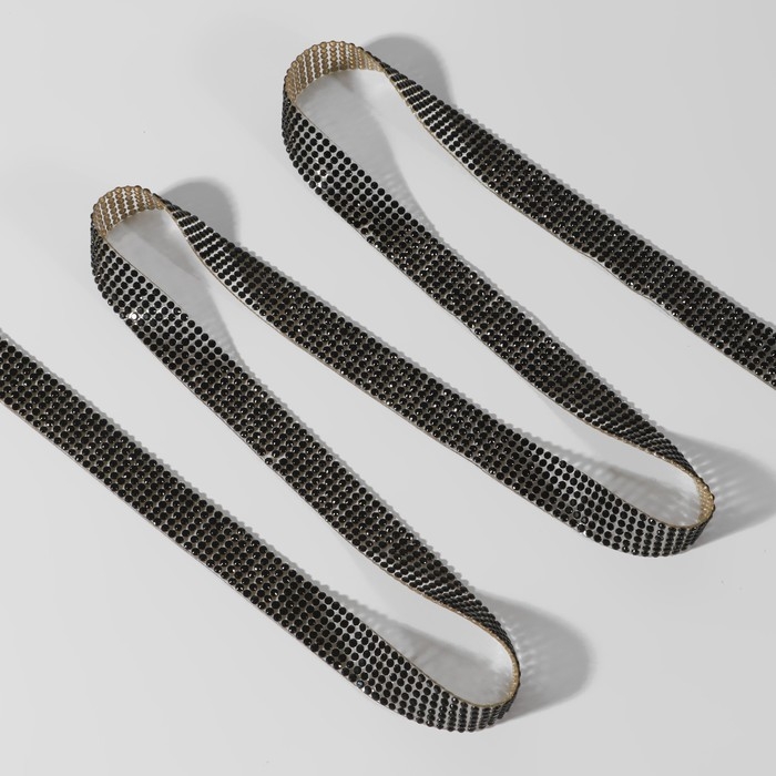 Стразы термоклеевые, d = 2,3 мм, ширина - 15 мм, 4,5 &plusmn; 0,5 м, цвет чёрный