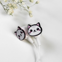 Наушники на открытке, &laquo;Замурчательной музыки&raquo;, вакуумные, белые