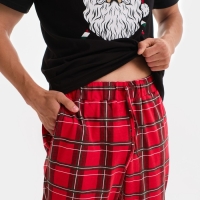 Пижама новогодняя мужская KAFTAN "Дед Мороз", цвет красный/чёрный, размер 52 Пижама новогодняя мужская KAFTAN "Дед Мороз", цвет красный/чёрный, размер 52