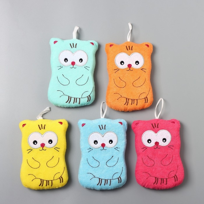 Мочалка для тела детская Доляна &laquo;Котики&raquo;, цвет МИКС