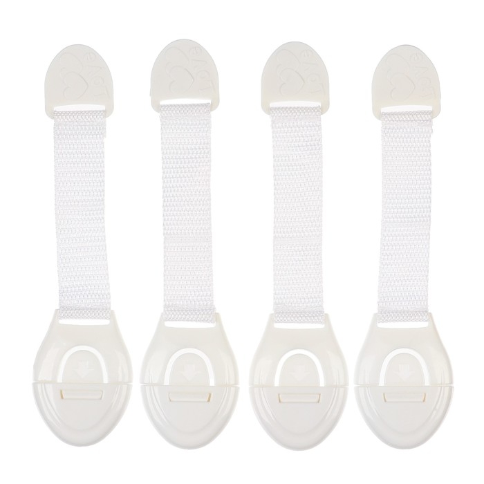 Набор блокираторов для дверей и ящиков, тканевые, универсальные, 18 см., 4 шт., цвет белый, Крошка Я